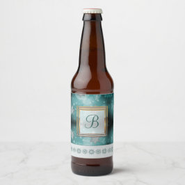 Moderne stijlvolle monogram patronen | Sneeuwsfeer Bier Etiket