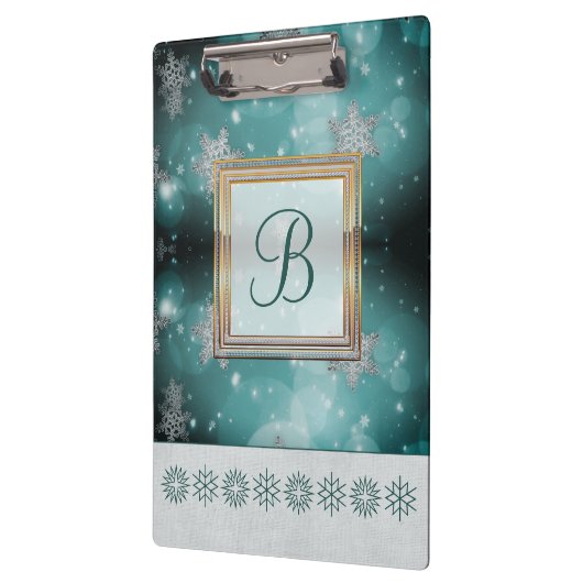 Moderne, stijlvolle monogram patronen Winter Snowf Klembord (Links)