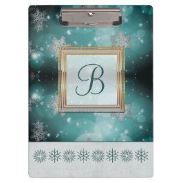 Moderne, stijlvolle monogram patronen Winter Snowf Klembord