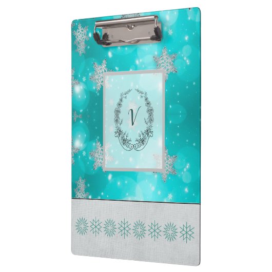 Moderne, stijlvolle monogram patronen Winter Snowf Klembord (Links)