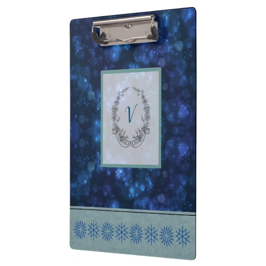 Moderne, stijlvolle monogram patronen Winter Snowf Klembord (Links)