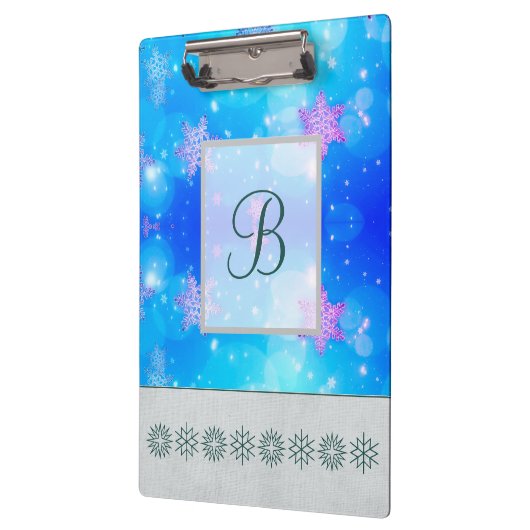 Moderne, stijlvolle monogram patronen Winter Snowf Klembord (Links)
