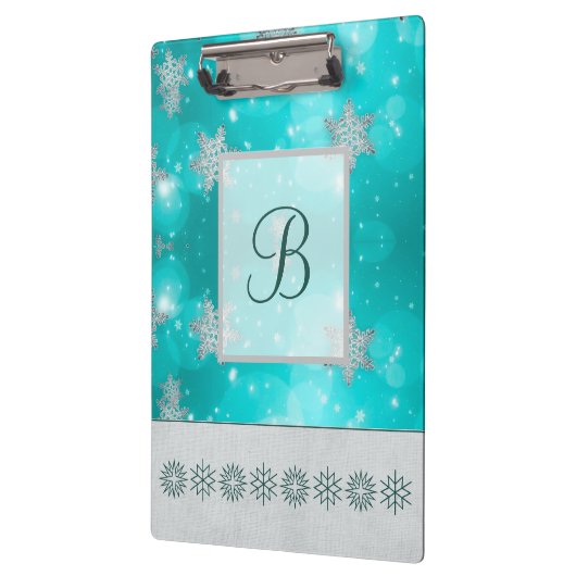 Moderne, stijlvolle monogram patronen Winter Snowf Klembord (Links)