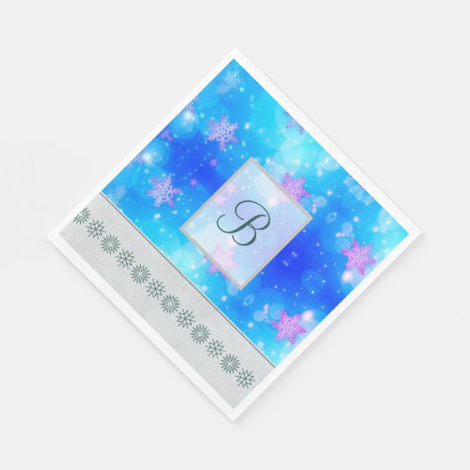 Moderne, stijlvolle monogram patronen Winter Snowf Servet (Hoek)