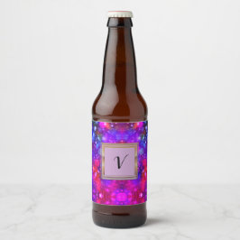 Moderne stijlvolle monogram patronen winterfeest bier etiket