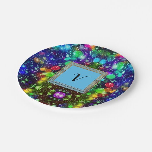 Moderne stijlvolle monogram patronen winterfeest papieren bordje (Gekanteld)