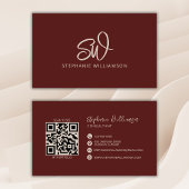 Moderne Stijlvolle Monogram QR Code Minimale Brick Visitekaartje