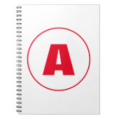 Moderne stijlvolle monogram rode initiële letter w notitieboek (Voorkant)