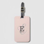 Moderne Stijlvolle Monogram Typografie Blush Pink Bagagelabel (Voorkant (verticaal))