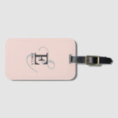 Moderne Stijlvolle Monogram Typografie Blush Pink Bagagelabel (Voorkant (horizontaal))