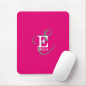 Moderne Stijlvolle Monogram Typografie Hot Pink Muismat (Met muis)