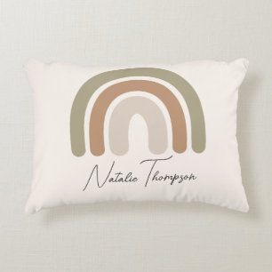 Moderne, stijlvolle monogrammaticale regenboogroze accent kussen