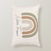 Moderne, stijlvolle monogrammaticale regenboogroze accent kussen (Voorkant(Verticaal))