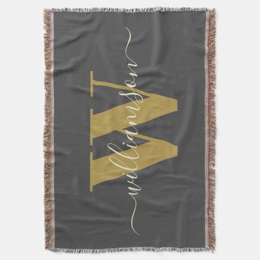 Moderne, stijlvolle monogrammen, zwart goud deken (Voorkant Verticaal)
