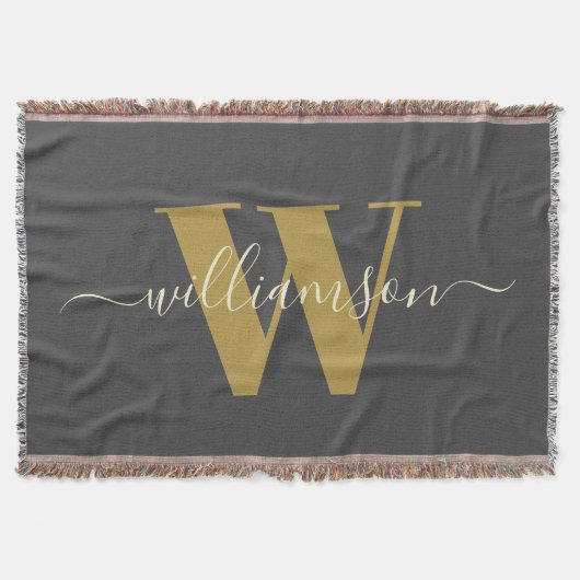 Moderne, stijlvolle monogrammen, zwart goud deken (Voorkant)