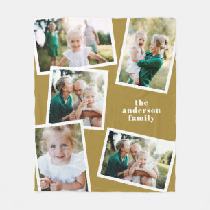 Moderne, stijlvolle, multi-foto decor-mosterd fleece deken