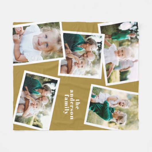 Moderne, stijlvolle, multi-foto decor-mosterd fleece deken (Voorkant (Horizontaal))