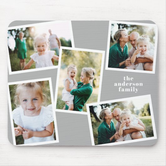 Moderne stijlvolle multi-foto home decor grijs muismat (Voorkant)