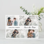 moderne stijlvolle multi-foto save the date vakant feestdagenkaart (Staand voorkant)