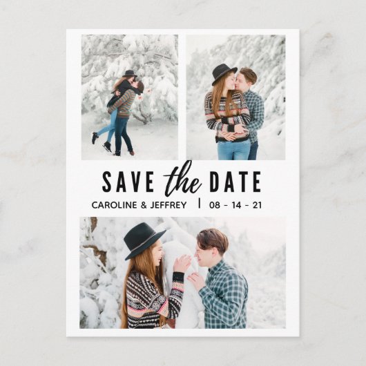 moderne, stijlvolle multi-foto slaat de datum op briefkaart (Voorkant)