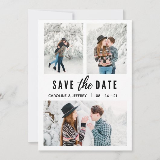 moderne, stijlvolle multi-foto slaat de datum op save the date (Voorkant)