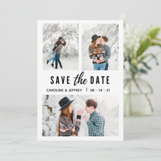 moderne, stijlvolle multi-foto slaat de datum op save the date (Staand voorkant)