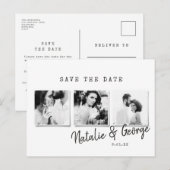 Moderne, stijlvolle multi-fotobruiloft aankondigingskaart (Voorkant / Achterkant)