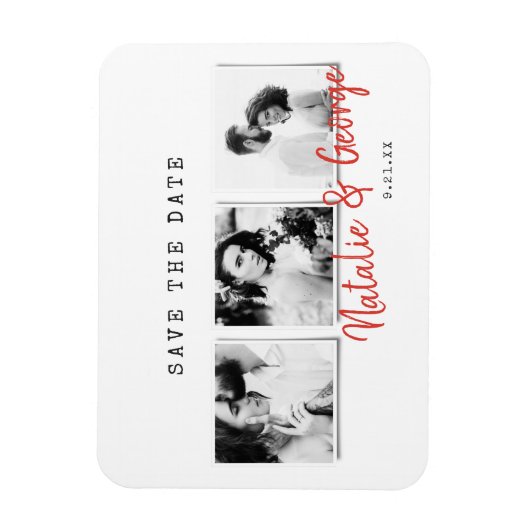 Moderne, stijlvolle multi-fotobruiloft magneet (Verticaal)