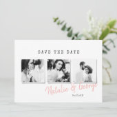 Moderne, stijlvolle multi-fotobruiloft save the date (Staand voorkant)