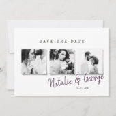 Moderne, stijlvolle multi-fotobruiloft save the date (Voorkant)