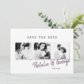 Moderne, stijlvolle multi-fotobruiloft save the date (Staand voorkant)