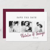 Moderne, stijlvolle multi-fotobruiloft save the date (Voorkant / Achterkant)