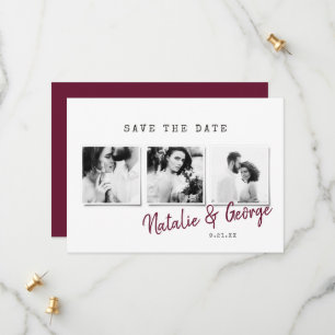 Moderne, stijlvolle multi-fotobruiloft save the date