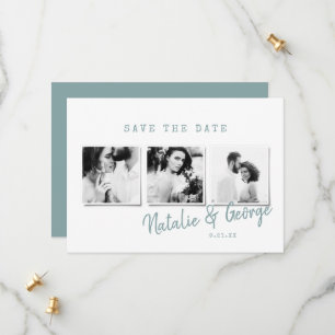 Moderne, stijlvolle multi-fotobruiloft save the date