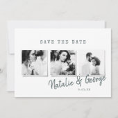Moderne, stijlvolle multi-fotobruiloft save the date (Voorkant)