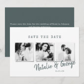 Moderne, stijlvolle multi-fotobruiloft save the date (Voorkant / Achterkant)