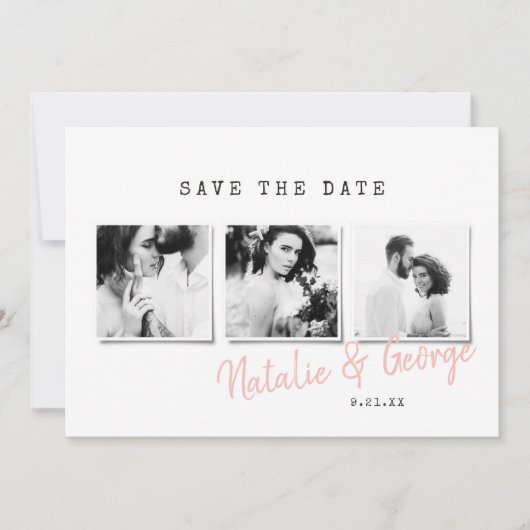Moderne, stijlvolle multi-fotobruiloft save the date (Voorkant)