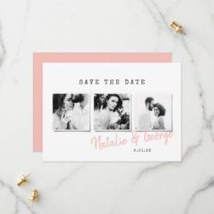 Moderne, stijlvolle multi-fotobruiloft save the date