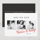 Moderne, stijlvolle multi-fotobruiloft save the date (Voorkant / Achterkant)