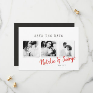 Moderne, stijlvolle multi-fotobruiloft save the date