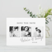 Moderne, stijlvolle multi-fotobruiloft save the date (Staand voorkant)