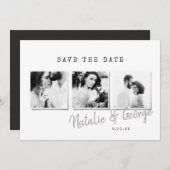Moderne, stijlvolle multi-fotobruiloft save the date (Voorkant / Achterkant)