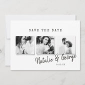 Moderne, stijlvolle multi-fotobruiloft save the date (Voorkant)