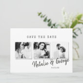 Moderne, stijlvolle multi-fotobruiloft save the date (Staand voorkant)