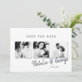 Moderne, stijlvolle multi-fotobruiloft save the date (Staand voorkant)