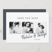 Moderne, stijlvolle multi-fotobruiloft save the date (Voorkant / Achterkant)