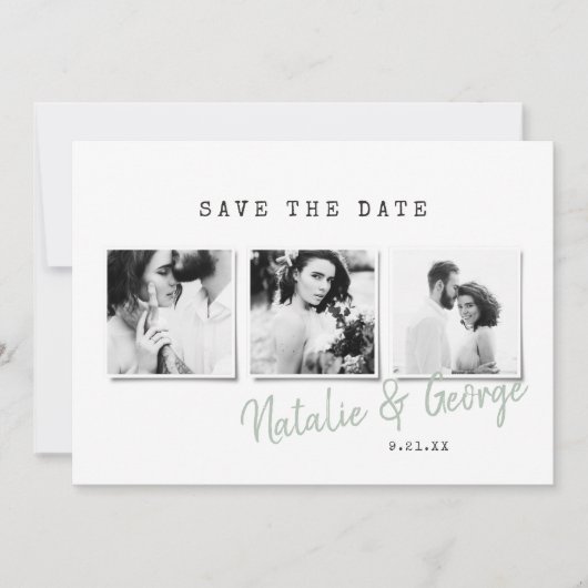 Moderne, stijlvolle multi-fotobruiloft save the date (Voorkant)