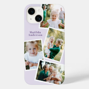 Moderne, stijlvolle multi-fotofamilie paars girly Case-Mate iPhone 14 hoesje