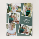 Moderne, stijlvolle multi-fotoreportage groen legpuzzel<br><div class="desc">Moderne,  stijlvolle multi-fotoreportage,  ideale verjaardag,  moederdag,  vaders dag,  nieuw huis of kerstcadeau. De groene kleur van het blad kan worden veranderd.</div>