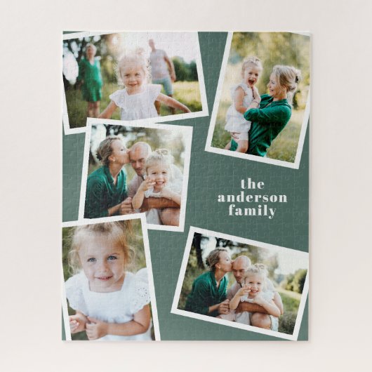 Moderne, stijlvolle multi-fotoreportage groen legpuzzel (Verticaal)